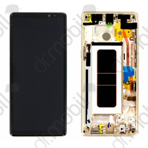 Előlap Samsung Galaxy Note 8 (SM-N950F) keret + LCD kijelző (érintőkijelző) GH97-21066D arany (bontott szép)